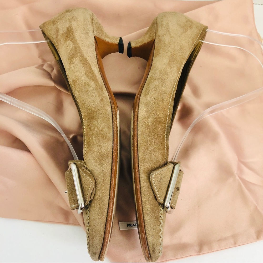 PRADA Suede Buckle Kitten Loafer - Picture 6 of 8
